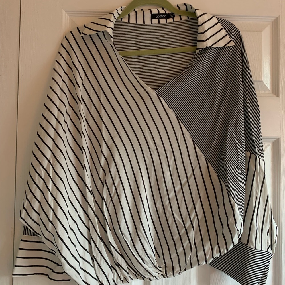 BooHoo Striped Collared Top